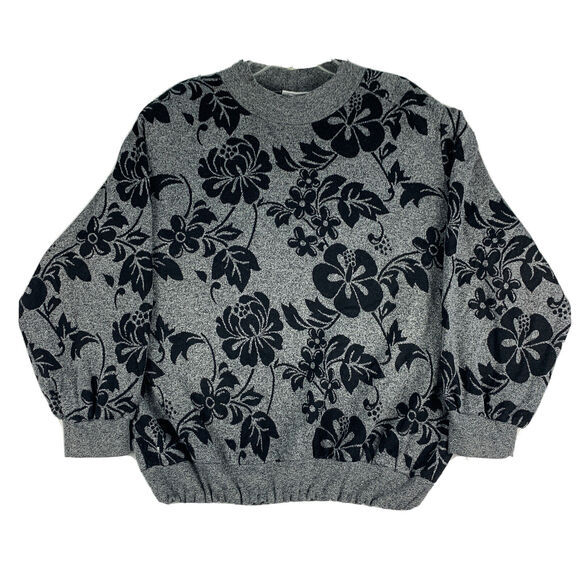 VTG Alfred Dunner Womens Sweatshirt Floral Padded Gray Size 2X Elastic Hem USA - Picture 1 of 11